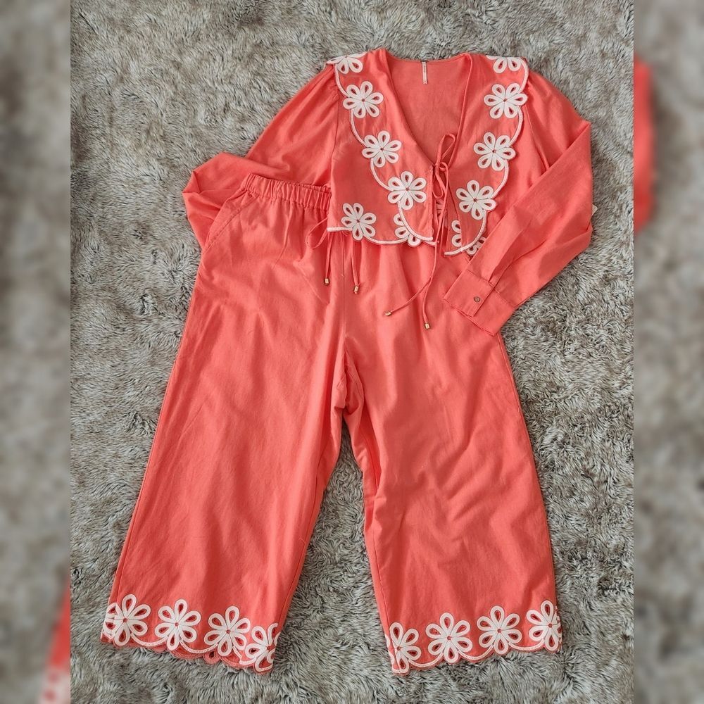 Free People Amina Co-Ord Radiant Watermelon 2 Piece Set Size Large